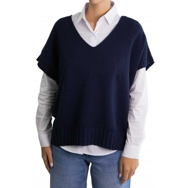 Gilet tinta unita scollo a V modello over 